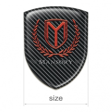 Mansory Self Adhesive Emblem Logo Black carbon Base Red Logo 