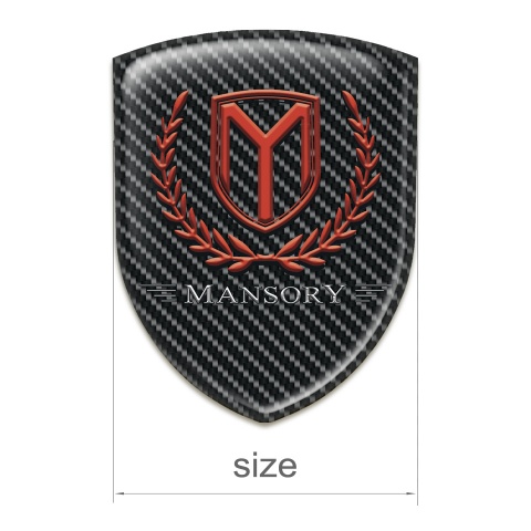 Mansory Self Adhesive Emblem Logo Black carbon Base Red Logo 