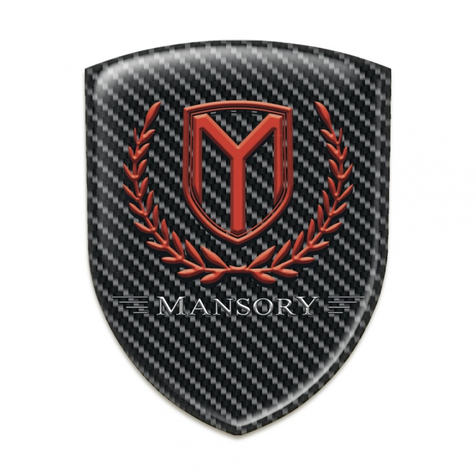 Mansory Self Adhesive Emblem Logo Black carbon Base Red Logo 