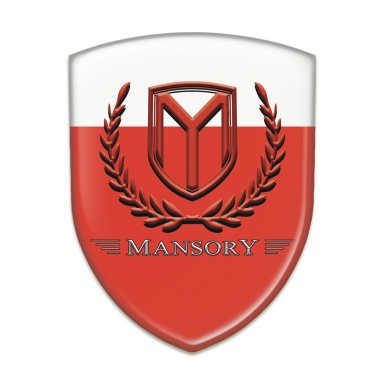Mansory Silicone Car Decal Badge Red White Base Red Logo 