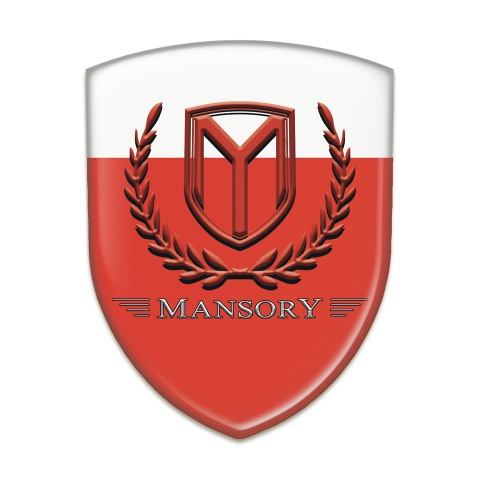 Mansory Silicone Car Decal Badge Red White Base Red Logo 