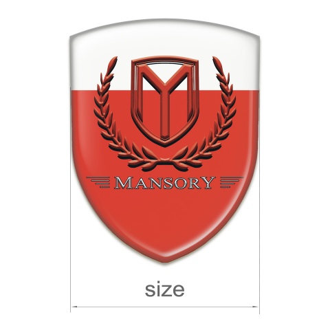 Mansory Silicone Car Decal Badge Red White Base Red Logo 