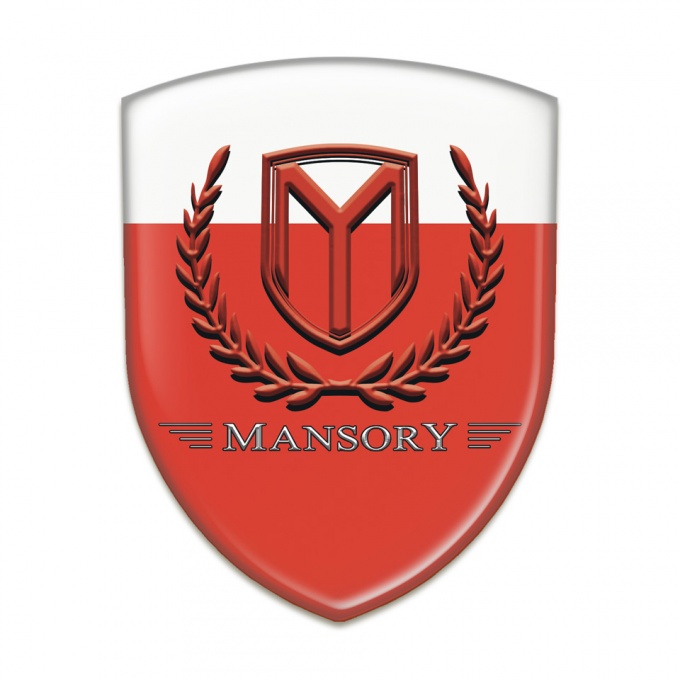 Mansory Silicone Car Decal Badge Red White Base Red Logo 