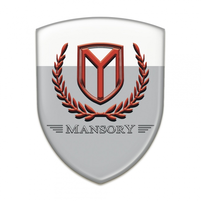 Mansory Silicone Badge Grey White Base Red Logo