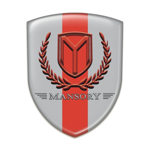 Mansory Logo Emblem Grey with Red Band and Red Logo 