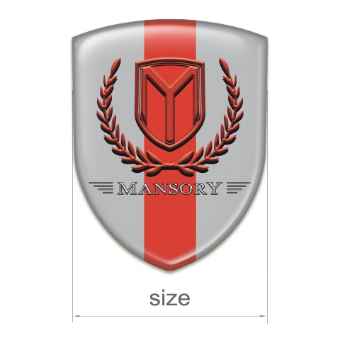 Mansory Logo Emblem Grey with Red Band and Red Logo 