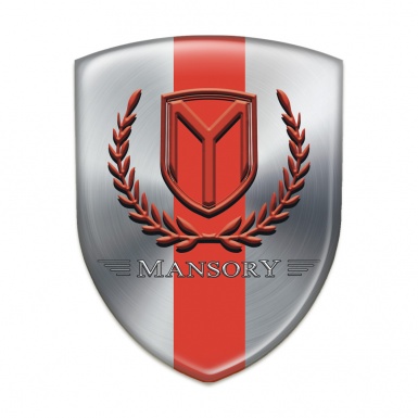 Mansory Auto Emblem Silver with Red band and Red Logo 