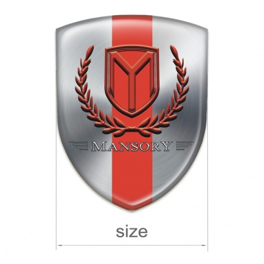 Mansory Auto Emblem Silver with Red band and Red Logo 