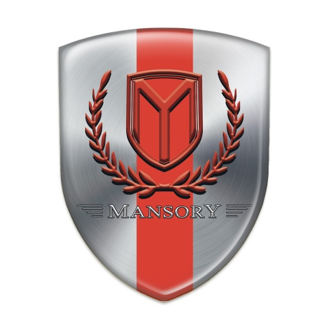 Mansory Auto Emblem Silver with Red band and Red Logo 