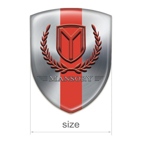 Mansory Auto Emblem Silver with Red band and Red Logo 