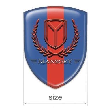 Mansory Emblem Badge Logo Blue with Red Band and Red Logo 