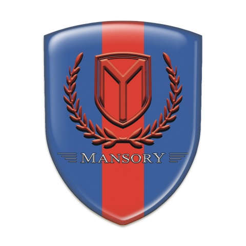 Mansory Emblem Badge Logo Blue with Red Band and Red Logo 