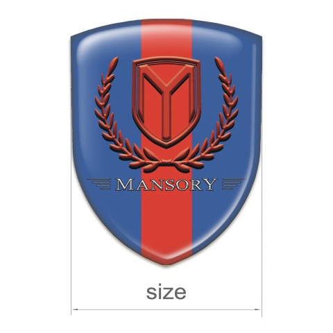 Mansory Emblem Badge Logo Blue with Red Band and Red Logo 