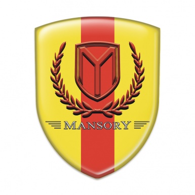 Mansory Logo Emblem Yellow with Red band and Red Logo 