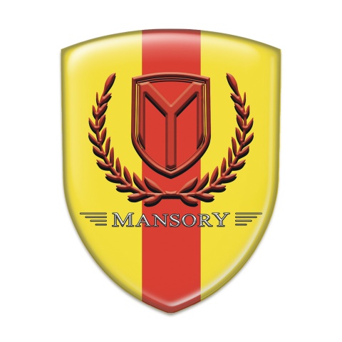 Mansory Logo Emblem Yellow with Red band and Red Logo 