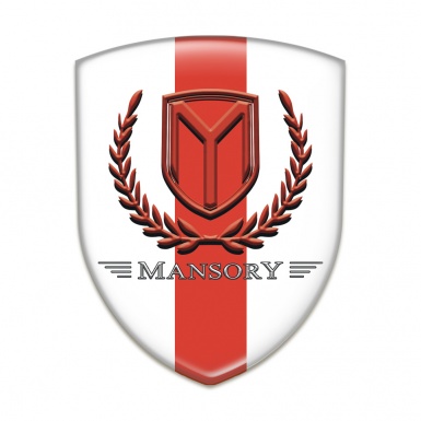 Mansory Tuning Emblem White with Red Band and Red logo 