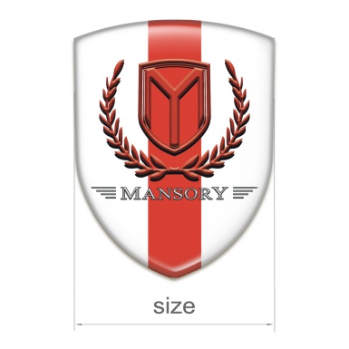 Mansory Tuning Emblem White with Red Band and Red logo 