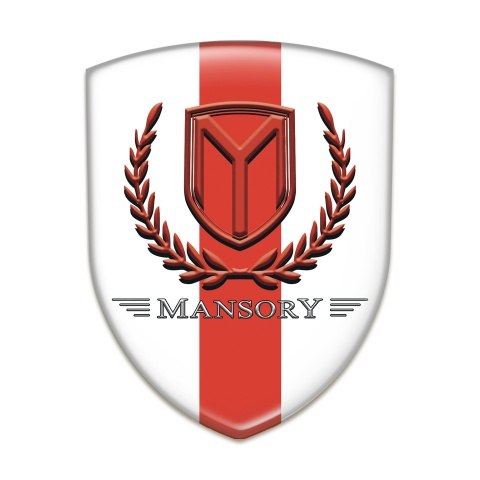 Mansory Tuning Emblem White with Red Band and Red logo 