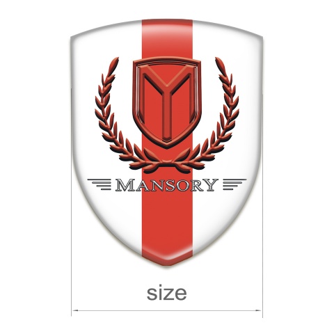 Mansory Tuning Emblem White with Red Band and Red logo 