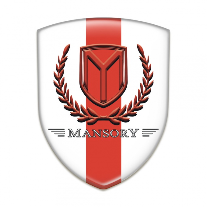 Mansory Tuning Emblem White with Red Band and Red logo 