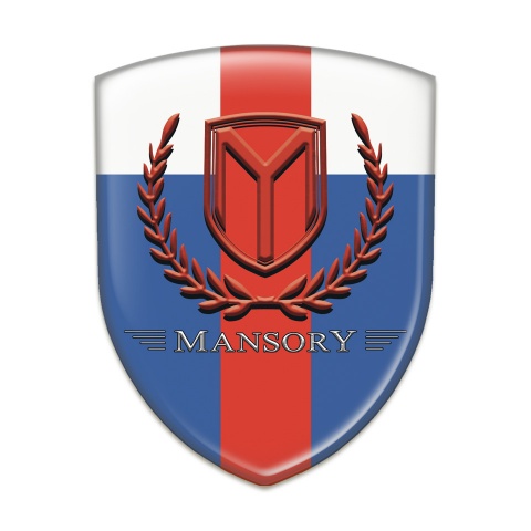 Mansory Domed Emblem Blue White with Red Band and Red Logo 
