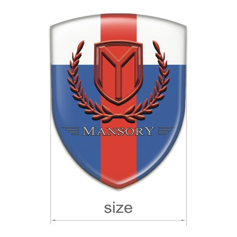 Mansory Domed Emblem Blue White with Red Band and Red Logo 