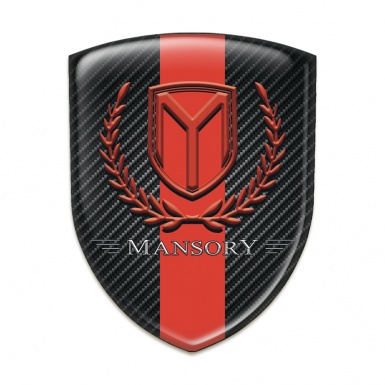 Mansory Car Accessories Badge dark carbon with Red Band and Red Logo 