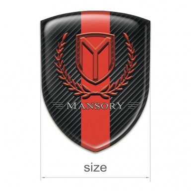 Mansory Car Accessories Badge dark carbon with Red Band and Red Logo 