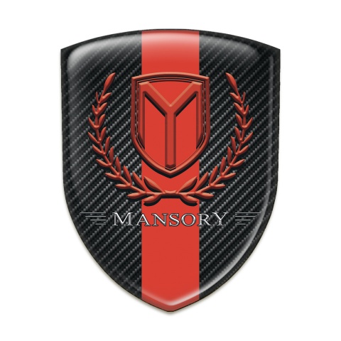 Mansory Car Accessories Badge dark carbon with Red Band and Red Logo 