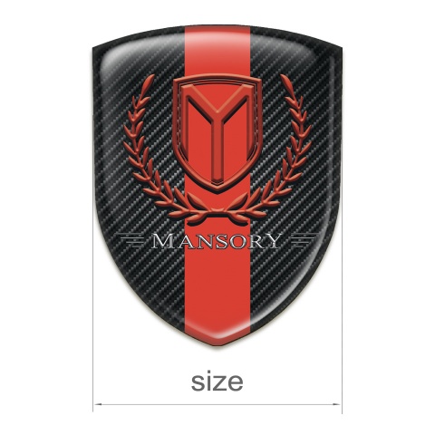 Mansory Car Accessories Badge dark carbon with Red Band and Red Logo 