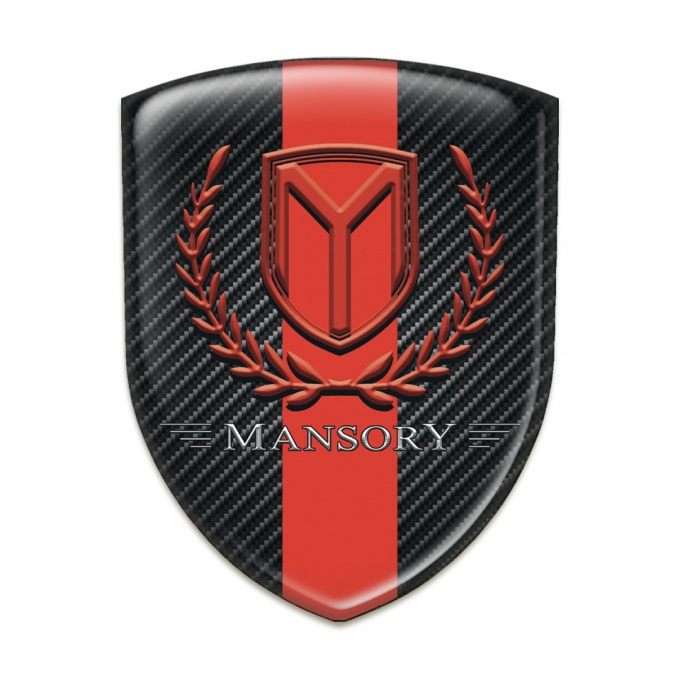 Mansory Car Accessories Badge dark carbon with Red Band and Red Logo 