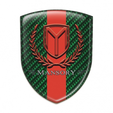 Mansory Car Interior Badge Green carbon Red Band Red Logo