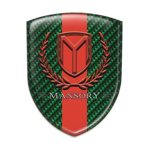 Mansory Car Interior Badge Green carbon Red Band Red Logo