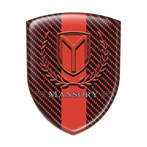Mansory Silicone Car Decal Badge Red Carbon Red Band and Red Logo 