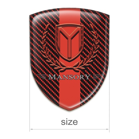 Mansory Silicone Car Decal Badge Red Carbon Red Band and Red Logo 