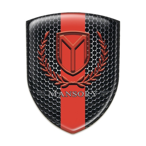 Mansory Silicone Badge Perforated Steel Red Band and Red Logo 