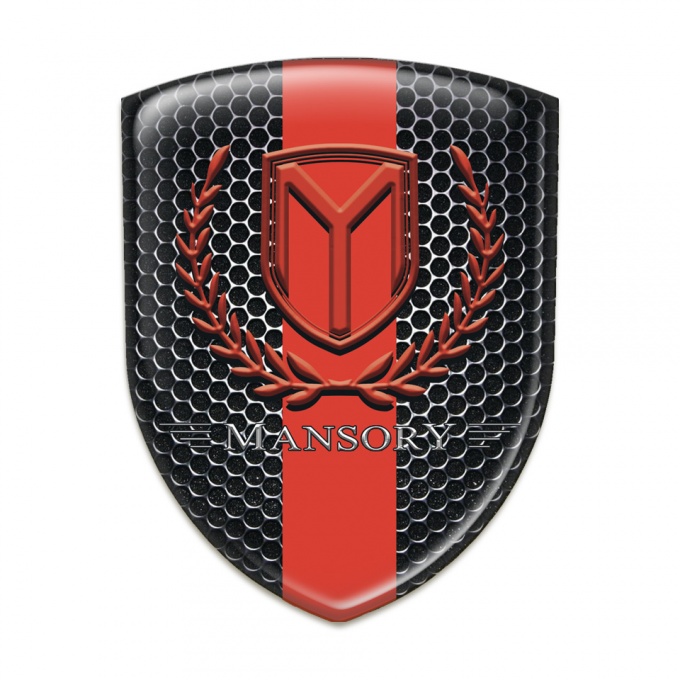 Mansory Silicone Badge Perforated Steel Red Band and Red Logo 