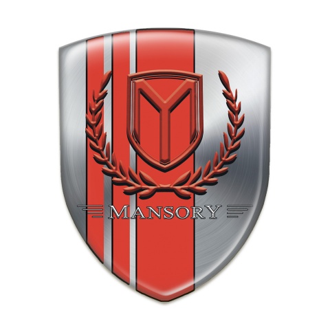 Mansory Auto Emblem Silver with Red Tapes red Logo 