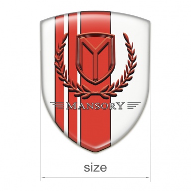 Mansory Emblem Exterior White wit Red Tapes and Red Logo 