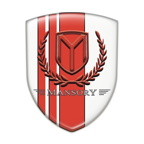 Mansory Emblem Exterior White wit Red Tapes and Red Logo 