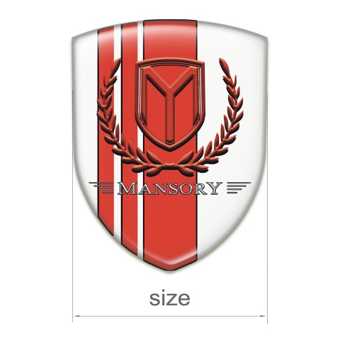 Mansory Emblem Exterior White wit Red Tapes and Red Logo 