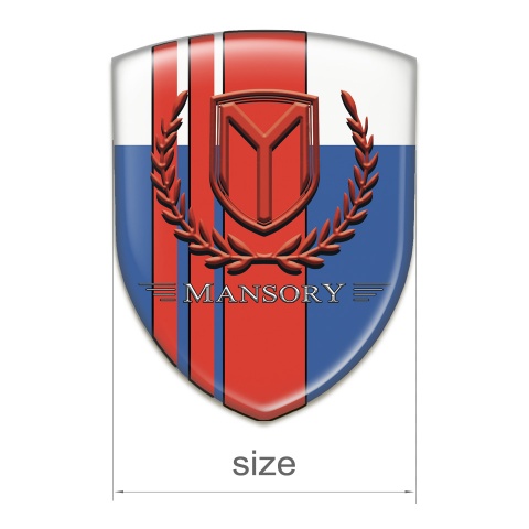 Mansory Tuning Badge  Blue White with Red Tapes and Red Logo 