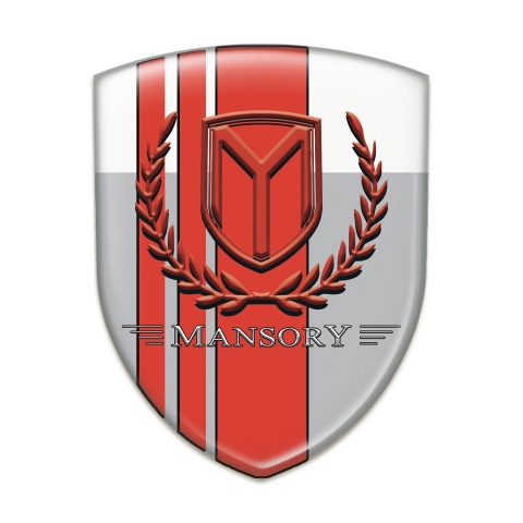 Mansory Self Adhesive Car logo Emblem Grey White with Red Tapes