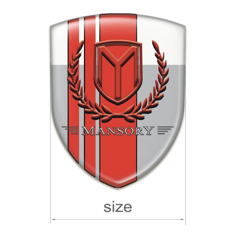 Mansory Self Adhesive Car logo Emblem Grey White with Red Tapes