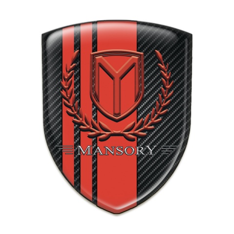 Mansory Car Interior Badge Black Carbon Red Tapes Red Logo 