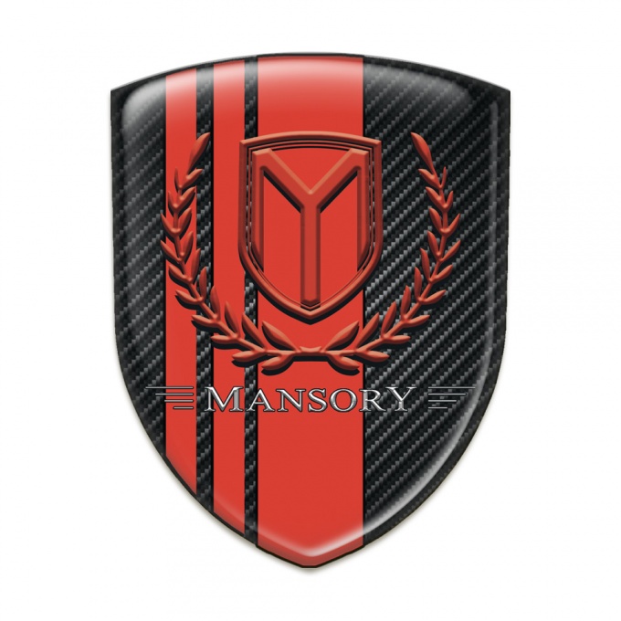 Mansory Car Interior Badge Black Carbon Red Tapes Red Logo 