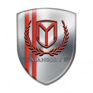 Mansory Auto Emblem Silver with Red Lines and Red logo 