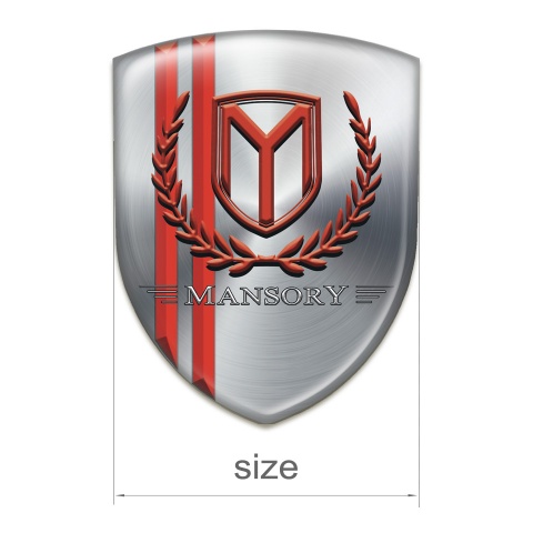 Mansory Auto Emblem Silver with Red Lines and Red logo 