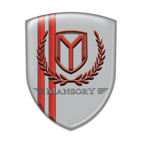 Mansory Emblem Badge Logo grey with Red lines and red Logo 