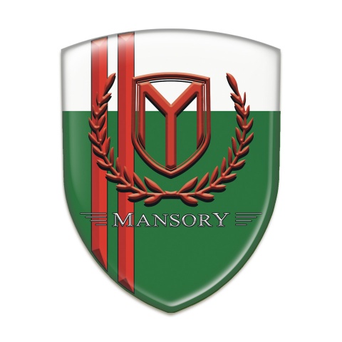 Mansory Self Adhesive Emblem Logo green White with Re Lines red Logo 